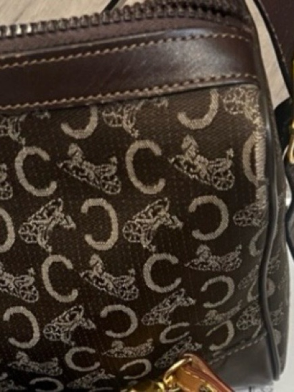 Celine Brown Monogram Canvas Crossbody EUC - Picture 6 of 7